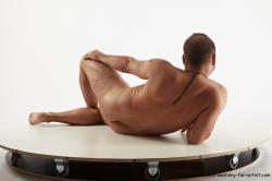 Nude Man White Laying poses - ALL Average Short Brown Laying poses - on side Realistic